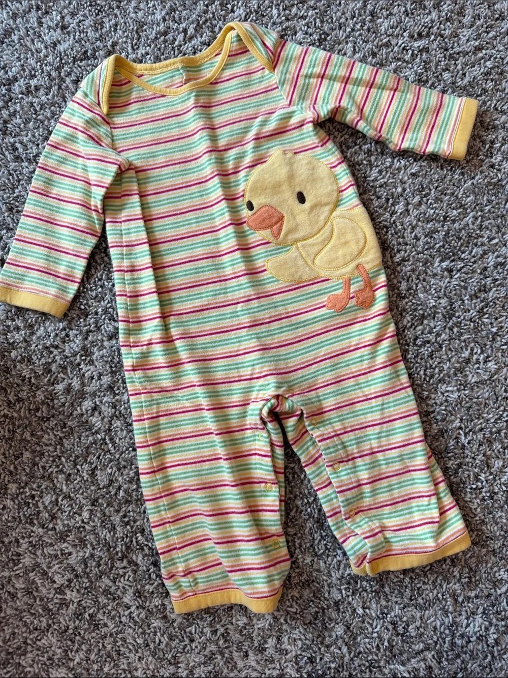 Gymboree Yellow Striped Duck Appliqué Footie